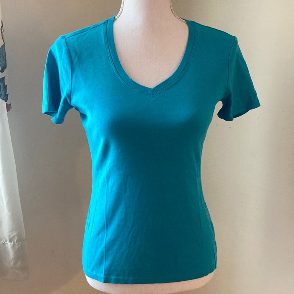 Blue Eddie Bauer V Neck T Shirt